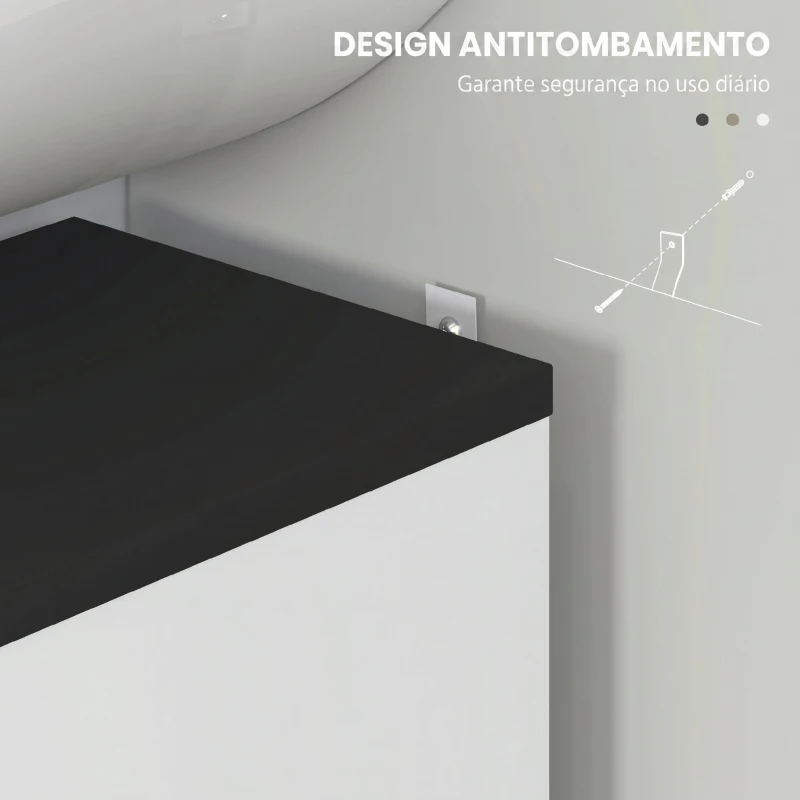 HOMCOM Móvel de Lavatório com 2 Portas e Prateleira Ajustável para Lavatório com ou sem Pedestal 60x34x70 cm Branco Brilhante