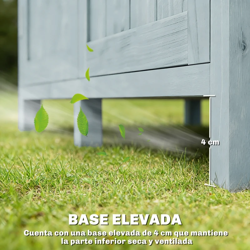 Outsunny Armario de Exterior de Madera con Techo Inclinado Asfalto 2 Puertas con Pestillo Estante y Ganchos 85x54x170 cm Gris