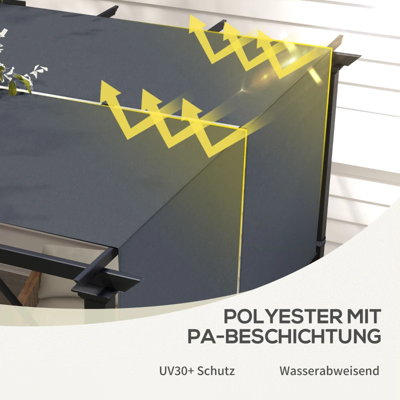 Outsunny Ersatzdach für Pergola mit UV-Schutz, Sonnensegel für Terrassenüberdachung für 3 x 3 m Pavillon, Dunkelgrau