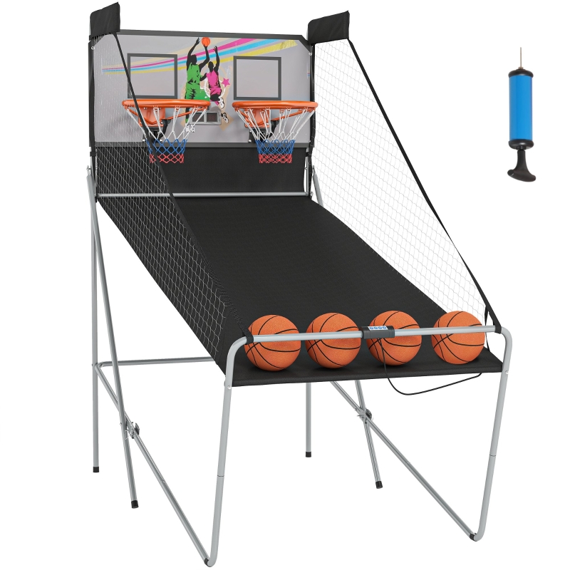 Support De Basket Pliable Avec Score électronique – Double Panier, 4 Balles, Pour Adultes Et Enfants