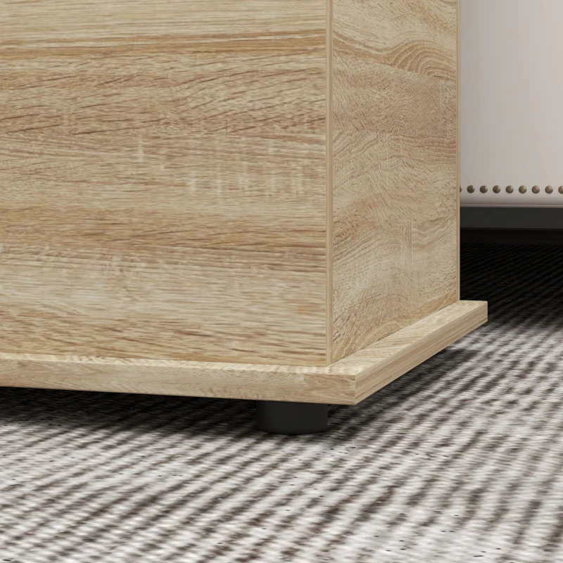 HOMCOM Banco de Almacenaje con Bisagra de Seguridad Estilo Moderno para Pasillo Dormitorio Salón 100x40x40 cm Roble