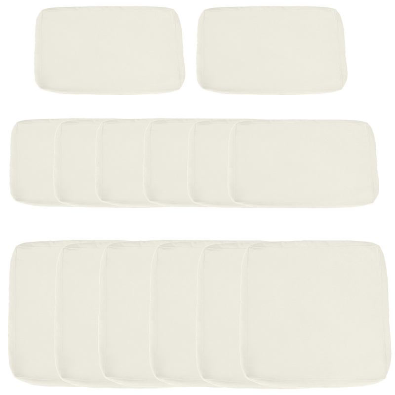 Outsunny Lot de 14 Housses de Rechange Coussins Salon de Jardin - 6 Housses Coussin d'assise, 8 Housses Coussin Dossier - Housses zippées Polyester déperlant Crème