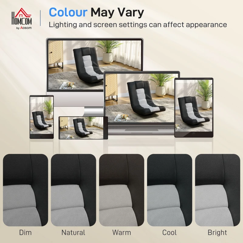 HOMCOM Floor Chair, Folding Floor Sofa with Adjustable Backrest, Wide Seat, Swivel Base, Black