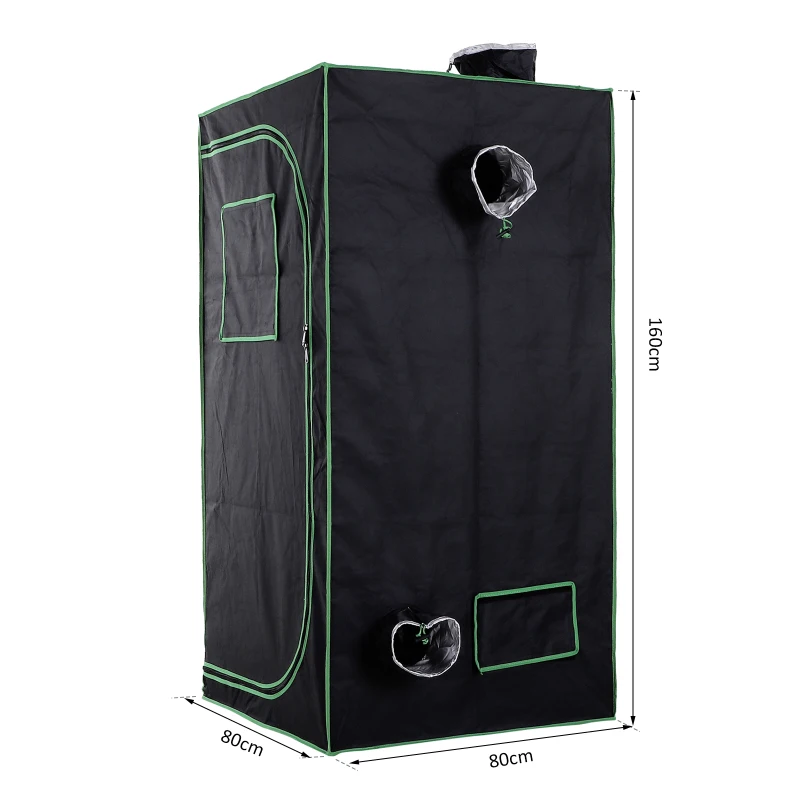 Outsunny Mylar Hydroponic Grow Tent with Adjustable Vents and Floor Tray for Indoor Plant Growing, Indoor Greenhouse, 80 x 80 x 160cm