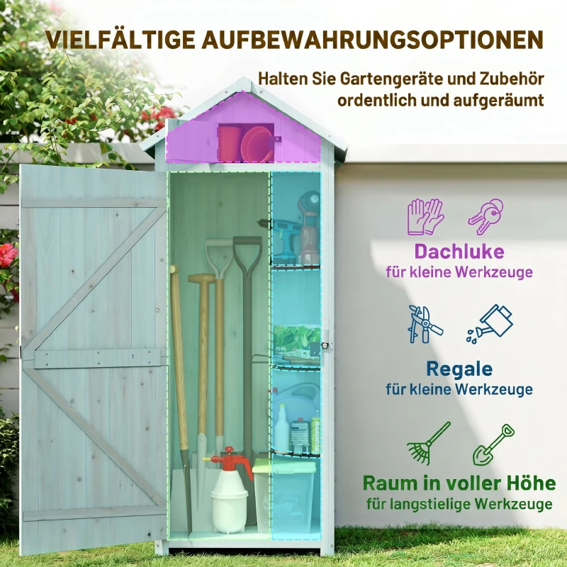 Outsunny Houten Tuinhuis Kleine Tuinkast 77 cm Opbergkast Tuin, Houten, Blauw