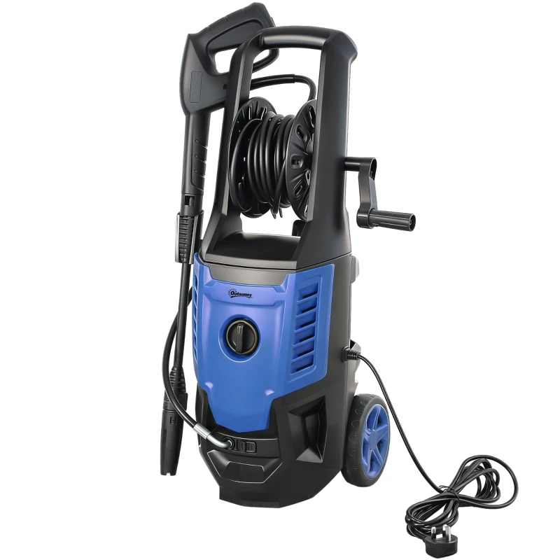 Outsunny 2200W High Pressure Washer, 170 Bar Pressure Washer with Adjustable Nozzle and 6M Hose, 32W x 32D x 80H cm Blue