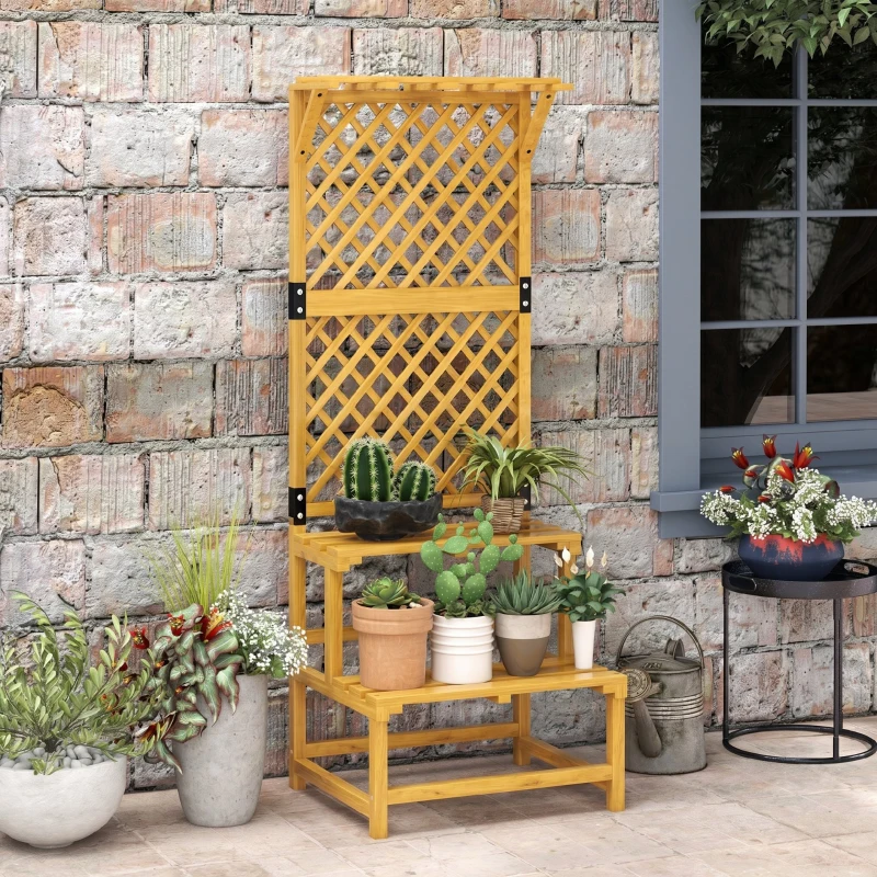 Outsunny Suport de plante din lemn cu spalier pentru plante