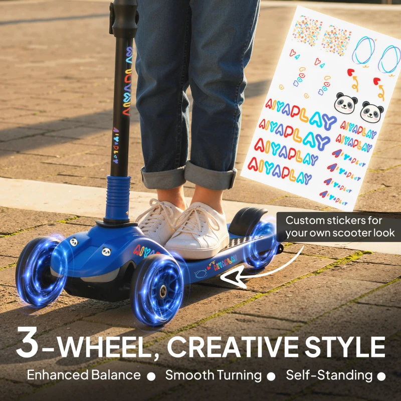 AIYAPLAY Three-Wheel Foldable Electric Scooter for Kids Aged 6-10 Years, Blue