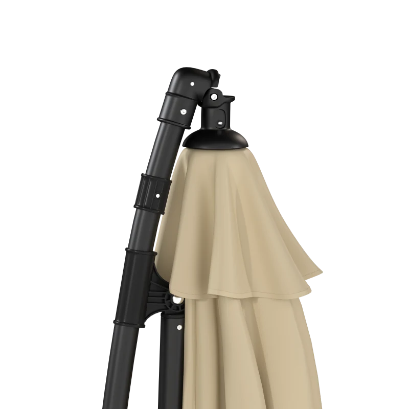 Outsunny Parasol Excéntrico con Luces LED Solares 330x295 cm Sombrilla Jardín con Base Cruzada Manivela Funda Protectora Caqui