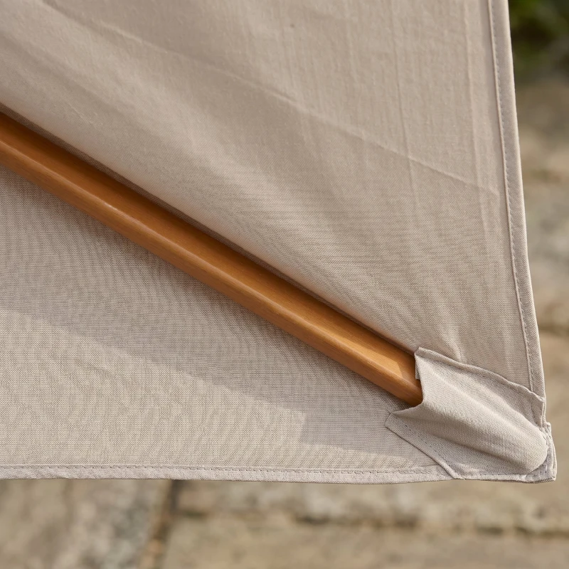 Outsunny Umbrelă de grădină 2x3 m impermeabilă, din lemn cu husă detașabilă din poliester, gri