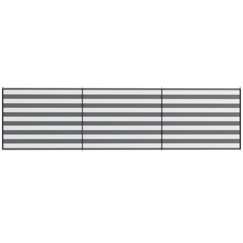 Outsunny Windschutz Camping Sichtschutz mit 4 Stahlstangen Tragetasche Strandschutz für Camping Garten Strand 540 x 150 cm Grau+Weiß