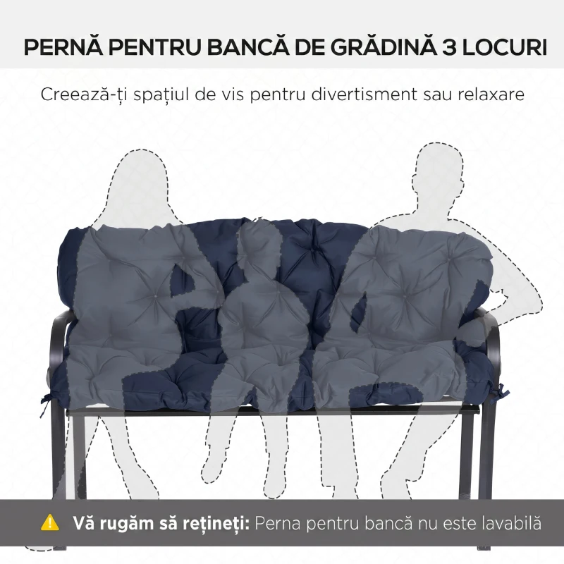 Outsunny Pernă de Grădină în Stil Capitonat cu 6 Șnururi, din Bumbac și Poliester, 150x98x8 cm, Albastru Închis