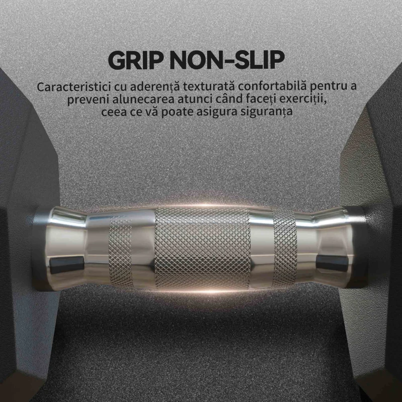 HOMCOM 2x15KG Gantere Hexagonale din Cauciuc Greutăți Portabile pentru Acasă