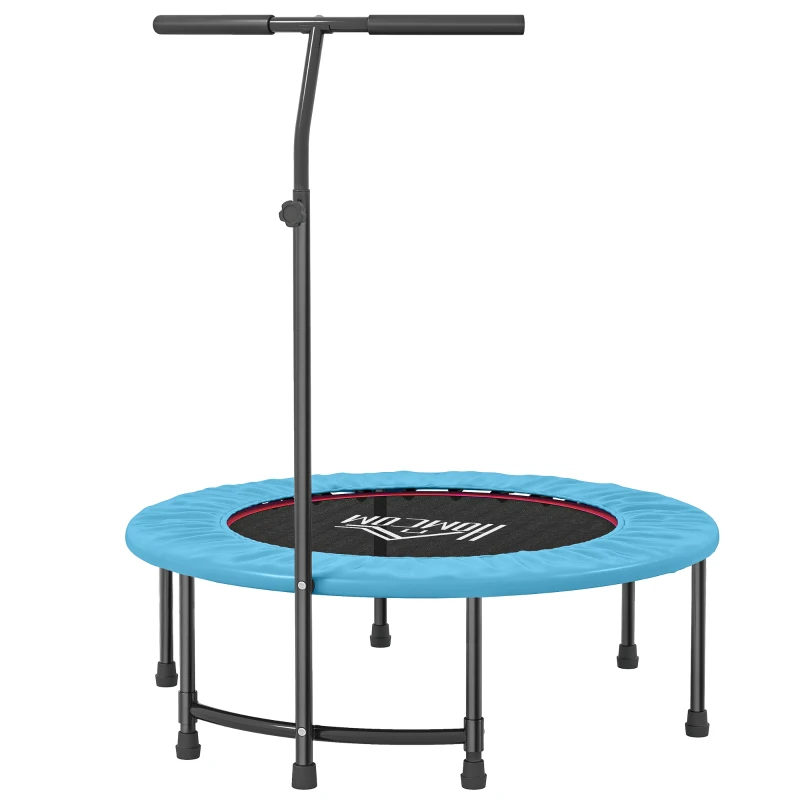 HOMCOM 40" Fitness Trampoline with Adjustable Handle, Rebounder Trampoline, Mini Jumper for Indoor Exercise Workout, Blue
