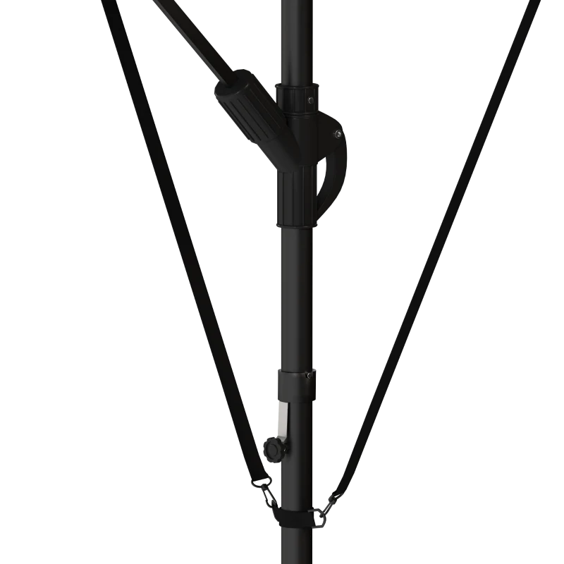 Outsunny Parasol Excéntrico con Luces LED Solares 330x295 cm Sombrilla Jardín con Base Cruzada Manivela Funda Protectora Caqui