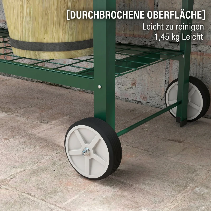 Outsunny Jardinieră de Exterior cu Raft Inferior pentru Unelte, din Metal, 109x44x80 cm, Verde
