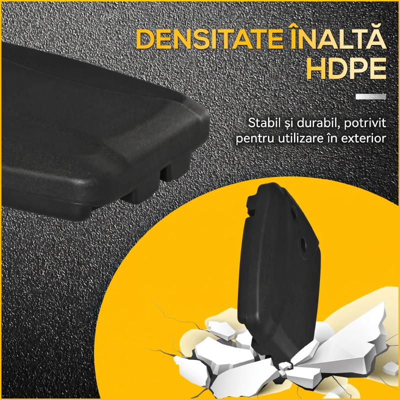 Outsunny Bază pentru Umbrelă de Soare cu Braț, Umplibilă până la 75 kg, cu Bază în Formă de T Inclusă, 80x60x17 cm, Neagră