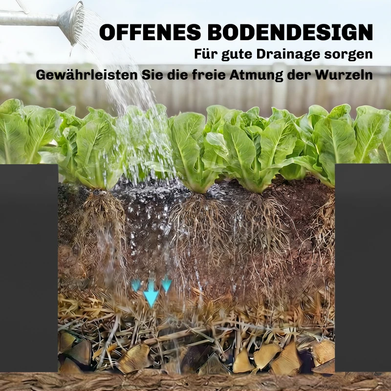 Outsunny Hochbeet aus galvanisiertem Stahl, 150 x 53 x 55 cm, Outdoor-Pflanzkasten mit Trennwand, Schwarz