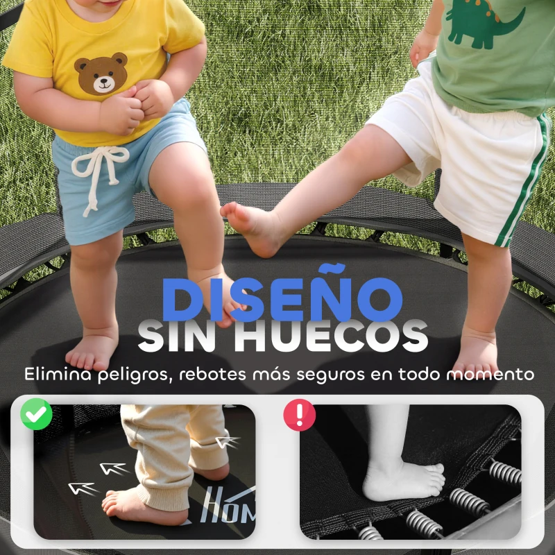 HOMCOM Trampolín para Niños de +3 Años Ø140 cm con Red de Seguridad y Marco de Acero para Interior y Exterior Negro