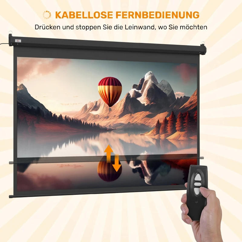 HOMCOM Ecran pentru Proiector 100" Format 4:3 Reglabil cu Telecomandă, 203x152cm, Negru