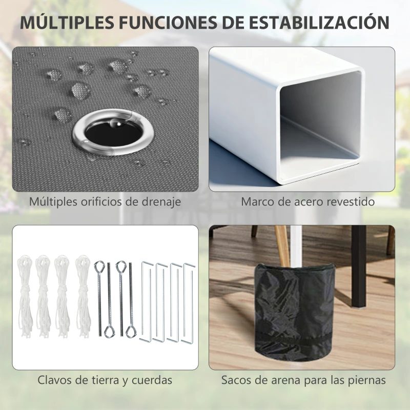 Outsunny Carpa Plegable Pop-up 3x3 m 2 Paredes Laterales Anti-UV Altura Ajustable Sacos de Arena Bolsa de Transporte Gris Oscuro