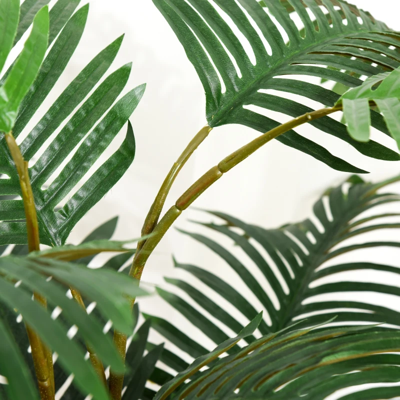 Outsunny Palma in Plastica Decorativa con 20 Foglie, Pianta Finta con Vaso per Interno ed Esterno Alta 140cm