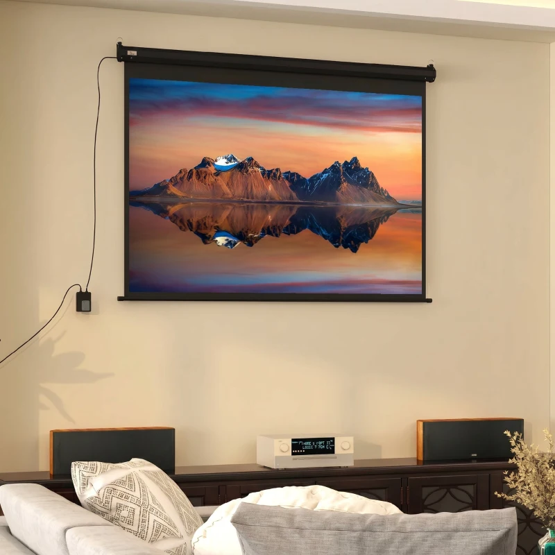 HOMCOM Ecran pentru Proiector 89" Format 4:3 Reglabil cu Telecomandă, 171x130cm, Negru