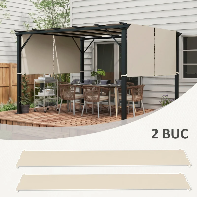 Outsunny Acoperiș pentru Foișor Pergolă 3x3 m din Poliester cu Buzunare și Curele, 488x122 cm, culoare Kaki