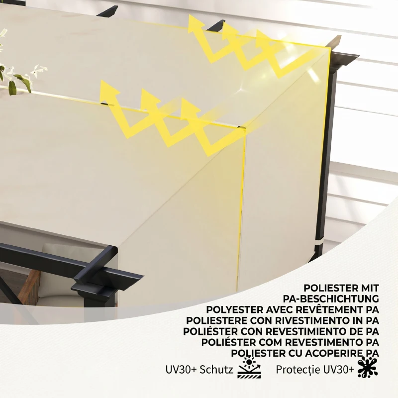 Outsunny Acoperiș pentru Foișor Pergolă 3x3 m din Poliester cu Buzunare și Curele, 488x122 cm, culoare Kaki