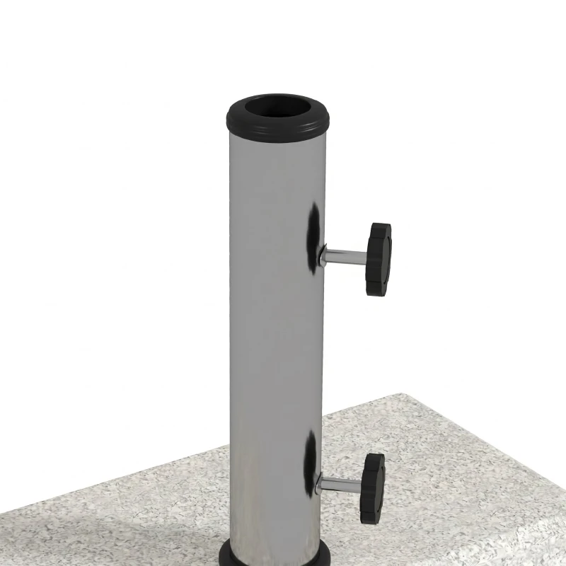 Outsunny Bază pentru umbrelă de grădină 25kg pentru tije de Ø32mm, Ø38mm și Ø48mm, din granit și oțel inoxidabil, 45x22.5x40 cm, gri