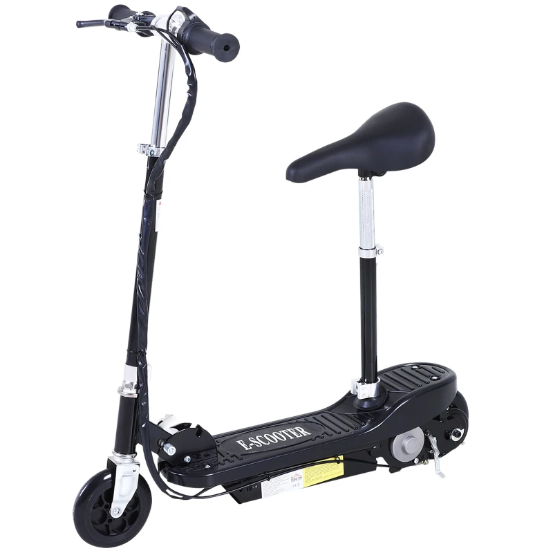 HOMCOM Powered Electric Scooter Ride-On, with Brakes, Adjustable Seat, Adjustable Handlebars, Black