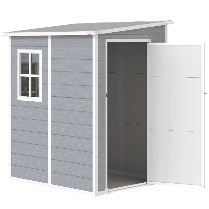 Outsunny Abri de jardin 1,54 m² pour outils porte verrouillable, aération et fenêtre dim. 122L x 149l x 192/177H cm, gris(m-12)