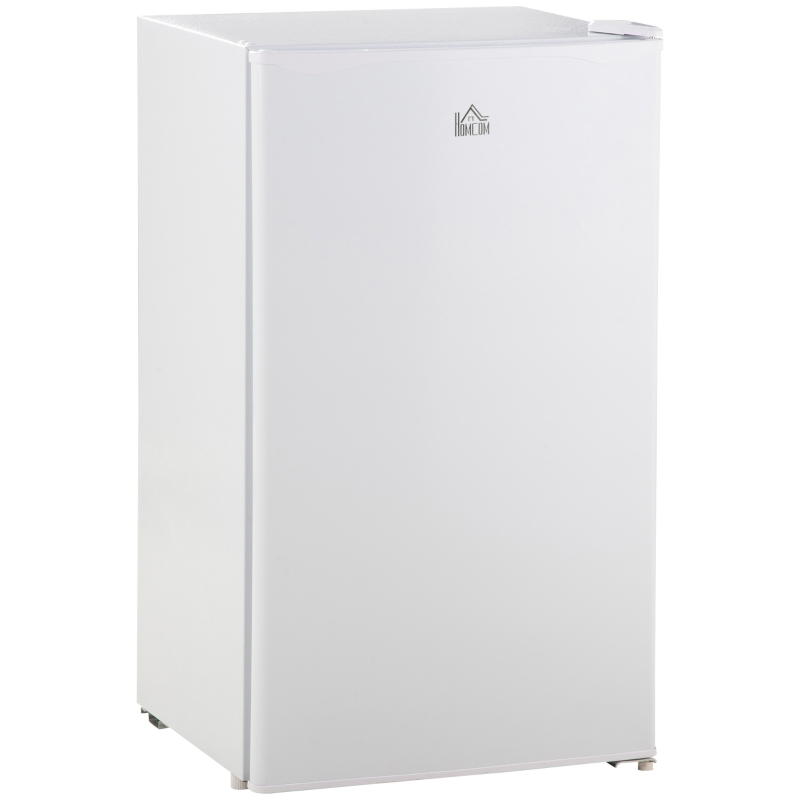 HOMCOM Freestanding 91 Litre Under Counter Fridge with Chiller Box, Reversible Door, Adjustable Temperature, 47.5cm Wide, Noise Level: Decibels 40, White