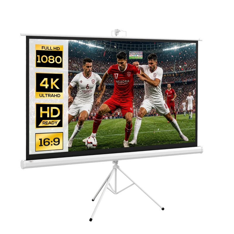 HOMCOM Beamer Leinwand mit Stativ 186 x 105 cm 84 Zoll 16:9 HD 4K Rollo-Leinwand