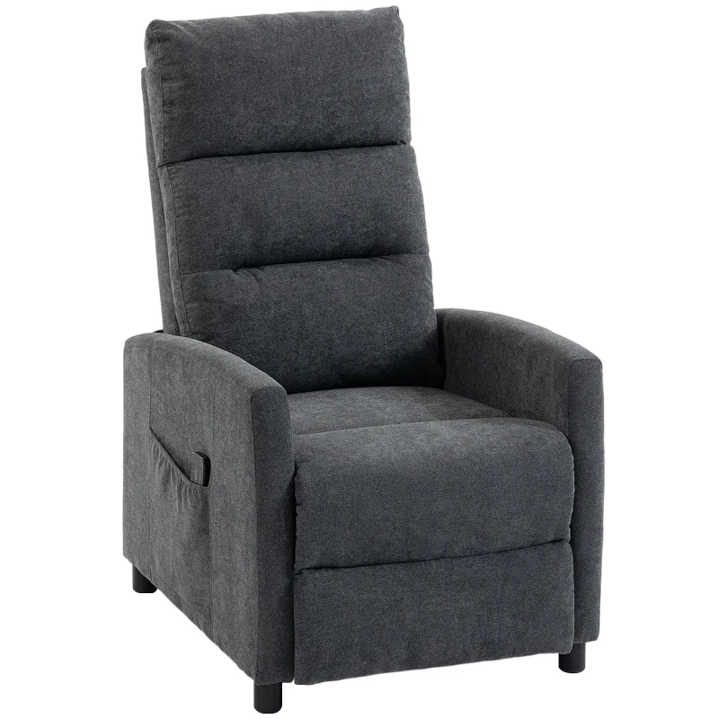 HOMCOM Fauteuil massant inclinable manuel 160° en chenille avec repose-pieds, télécommande, poches, Gris foncé