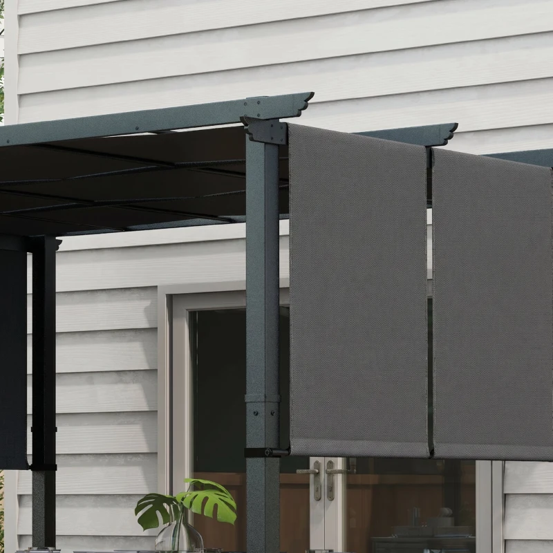 Outsunny Pergolă Gazebo 3x3,5 m cu 3 Acoperișuri Reglabile din Oțel și Poliester Anti-UV, Gri