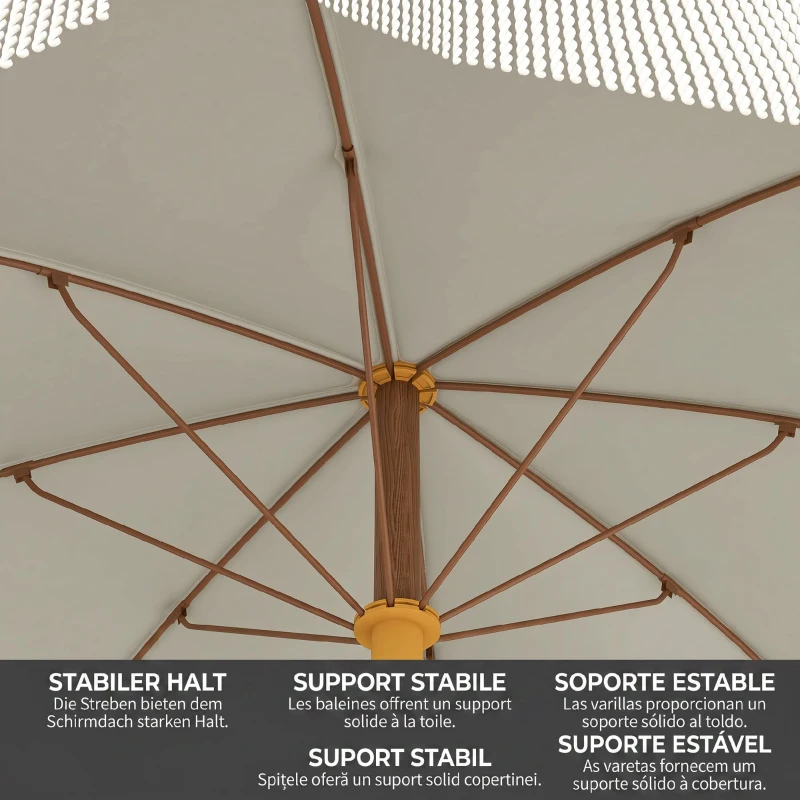 Outsunny - Umbrelă de plajă compactă, cu protecție UV40+ și husă de transport, gri deschis