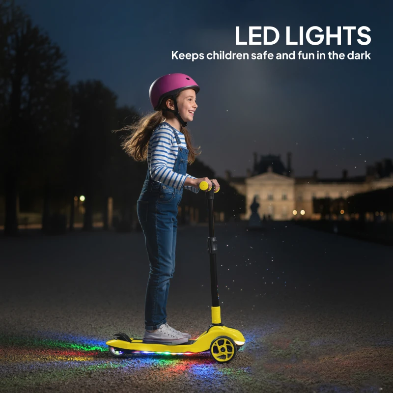AIYAPLAY Three-Wheel Foldable Electric Scooter for Kids Aged 6-10 Years, Yellow