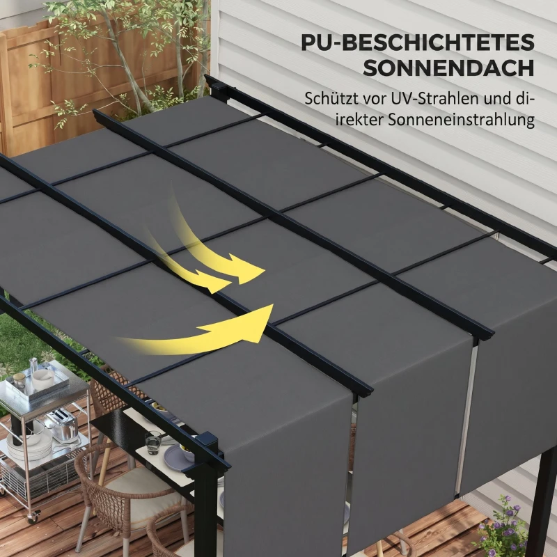 Outsunny Pergolă Gazebo 3x3,5 m cu 3 Acoperișuri Reglabile din Oțel și Poliester Anti-UV, Gri