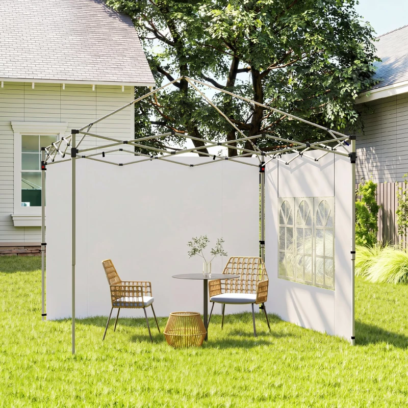 Outsunny Pereți Laterali pentru Foișor 3x3 sau 3x4 cu Ferestre Incluse, din Plastic și Țesătură Oxford, 295x195 cm, Alb