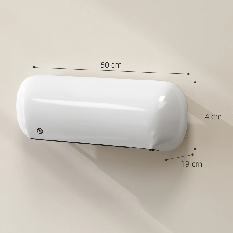 HOMCOM Chauffage mural en céramique 1000/2000W, radiateur électrique, ventilateur, thermostat, minuterie, 50x19x14cm, blanc