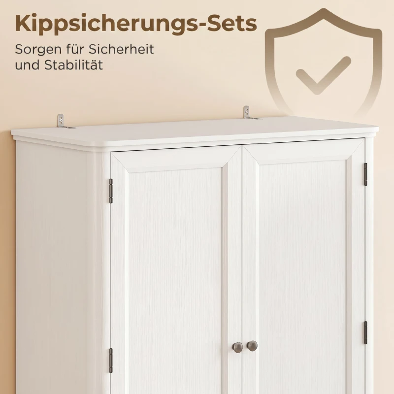 HOMCOM Szafka kuchenna z 4 drzwiami, szufladą i regulowanymi półkami do kuchni, 80 x 39,5 x 186,4 cm biały