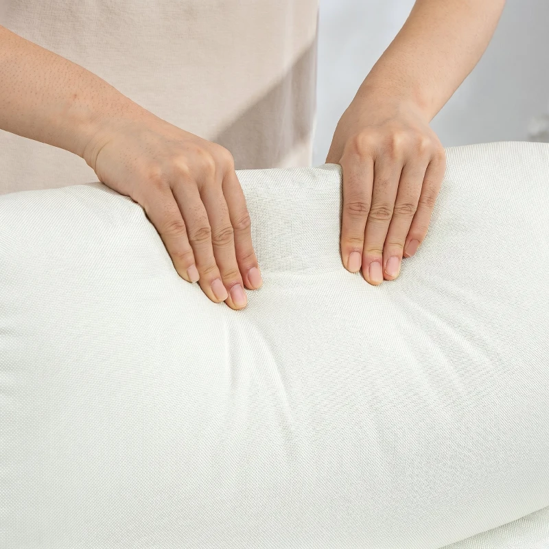 HOMCOM Fotoliu Reclinabil 135° în Material Textil cu Efect de In, Spumă, Oțel și Lemn, 73x86x100 cm, Crem