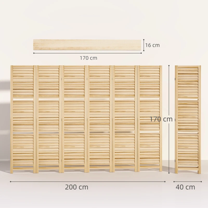 HOMCOM Paravent intérieur en bois 4 panneaux 160 x 170 cm, séparateur de pièce pliable 3 étagères, bois naturel effet brûlé