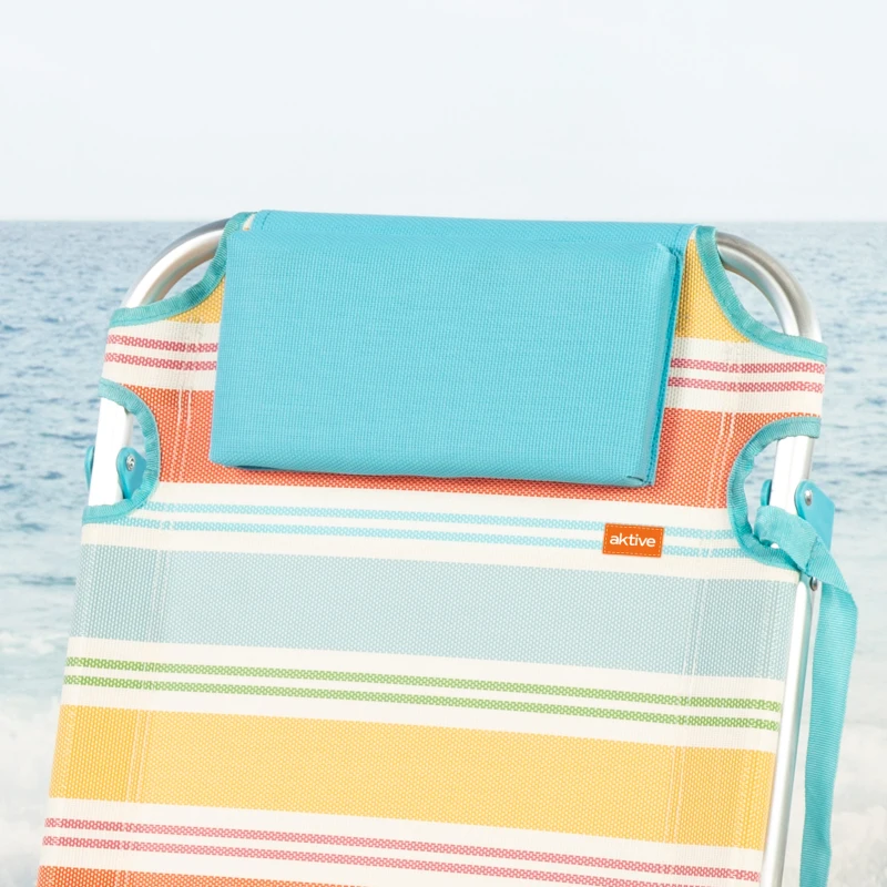 Silla Plegable Playa Aluminio Antivuelco 5 Posiciones, 48x60x90 Cm, Rayas Multicolor