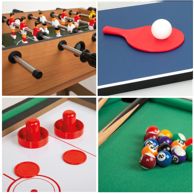 Mesa Multijuegos 4 en 1 de Madera, 87x43x73 Cm, Marrón