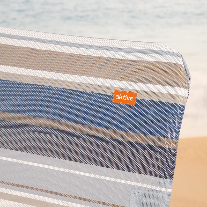 Silla Playa Plegable Alta 5 Posiciones, 47x67x110 Cm, Azul y Gris