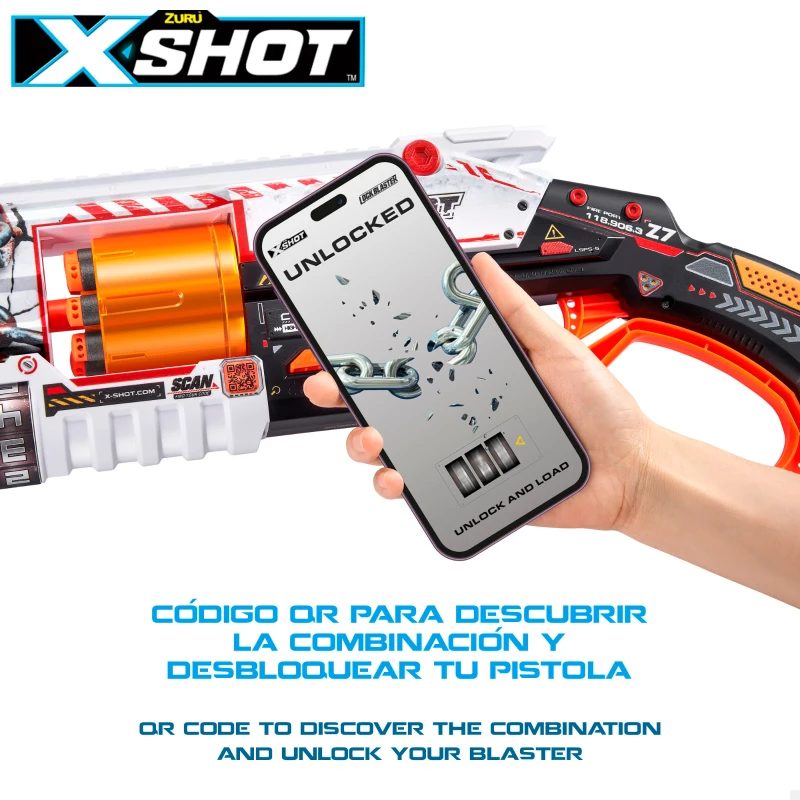 Pistola Dardos X-Shot Lock Blaster Bloqueo QR Cañón 8 Dardos, 60x6,5x29 Cm, Multicolor