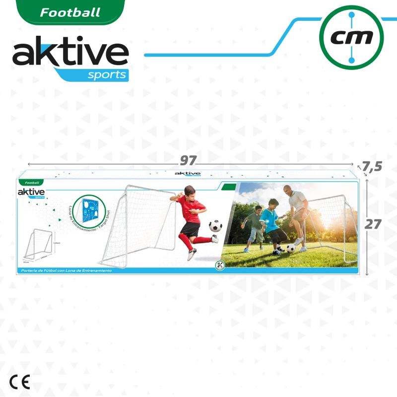 Portería de Fútbol Infantil con Lona de Entrenamiento, 182x91x122 Cm, Blanco