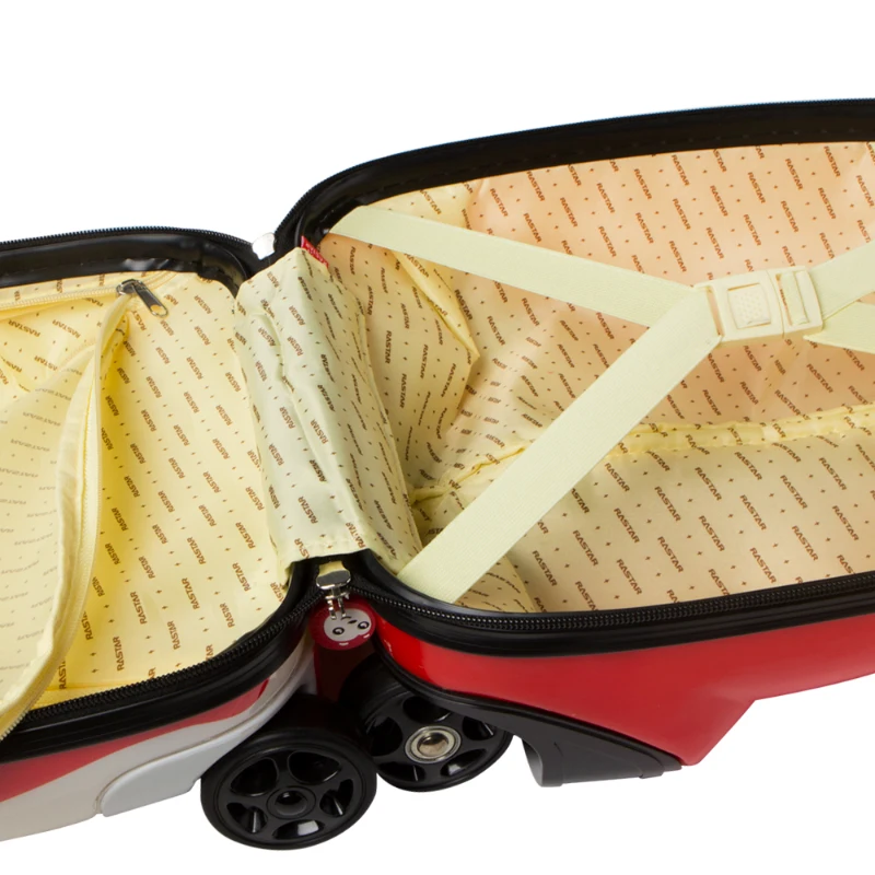 Trolley Teledirigido Infantil con Mando y Asa Extensible, 31x25x42 Cm, Blanco y Rojo